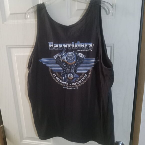 VTG Anvil Men's Easyriders Y2K Flaming Skull Tank Top Size XL - Picture 4 of 7